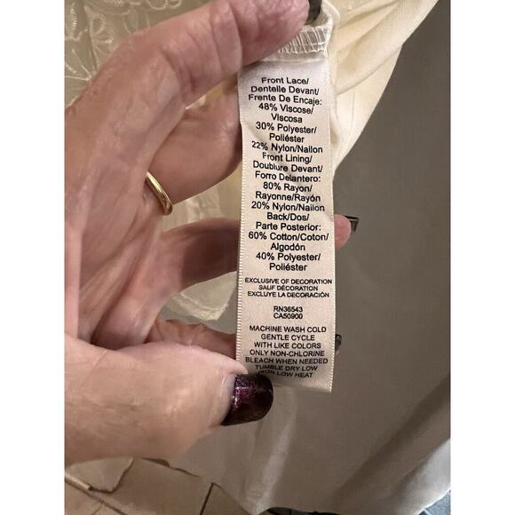 Van Heusen Women’s Cream Floral Lace Overlay Tank Top L - Picture 5 of 5